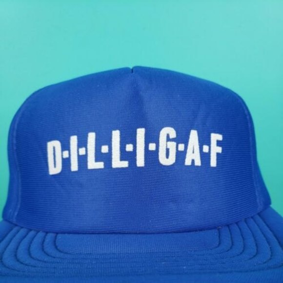 Vtg 80s 90s Foam All Over Trucker Hat Snapback Cap Novelty Humor Funny DILLIGAF - Picture 5 of 8